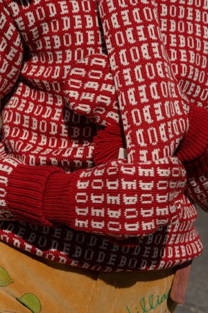 Bode Signature Knit Mittens - Red Bode Signature Knit Mittens - Red
