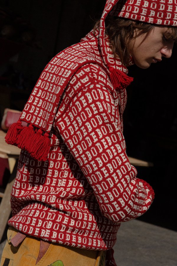 Bode Signature Knit Sweater - Red Bode Signature Knit Sweater - Red