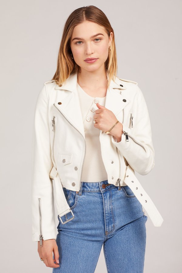 LTH JKT Mya Leather Biker Jacket - White | Garmentory