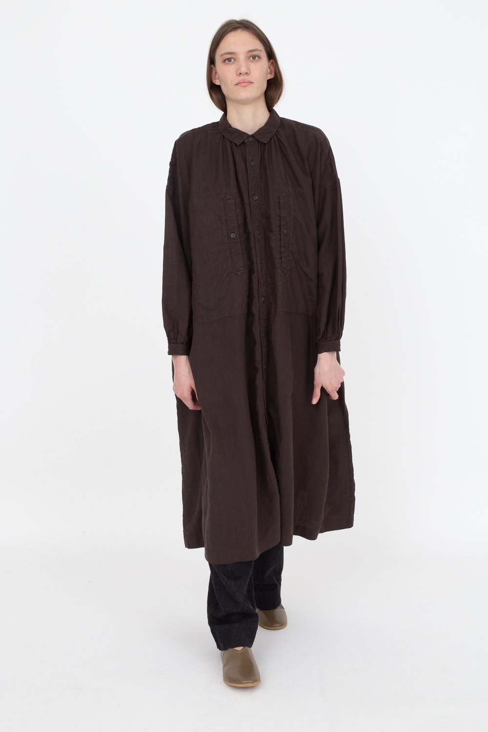 nest Robe High Thread Count Linen Smock Dress Brown Garmentory