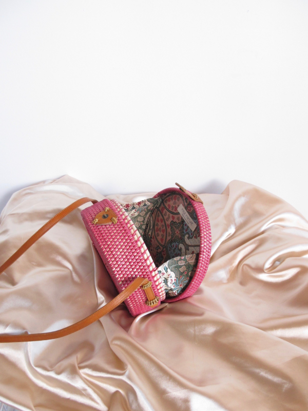 Folk Fortune Pink Rattan Bag, Sraw Bag, Bali Bag Folk Fortune Pink Rattan Bag, Sraw Bag, Bali Bag