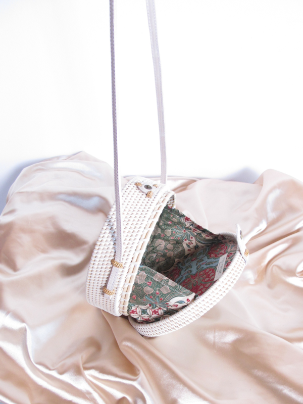 Folk Fortune White Rattan Bag, Straw Bag Folk Fortune White Rattan Bag, Straw Bag