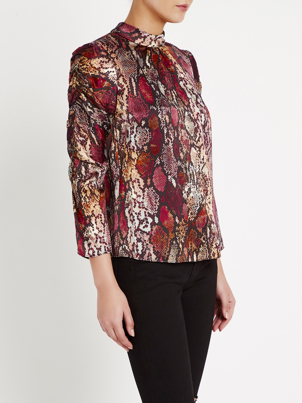Rebecca Taylor Watercolor Snake Hammered Silk Top - red Rebecca Taylor Watercolor Snake Hammered Silk Top - red