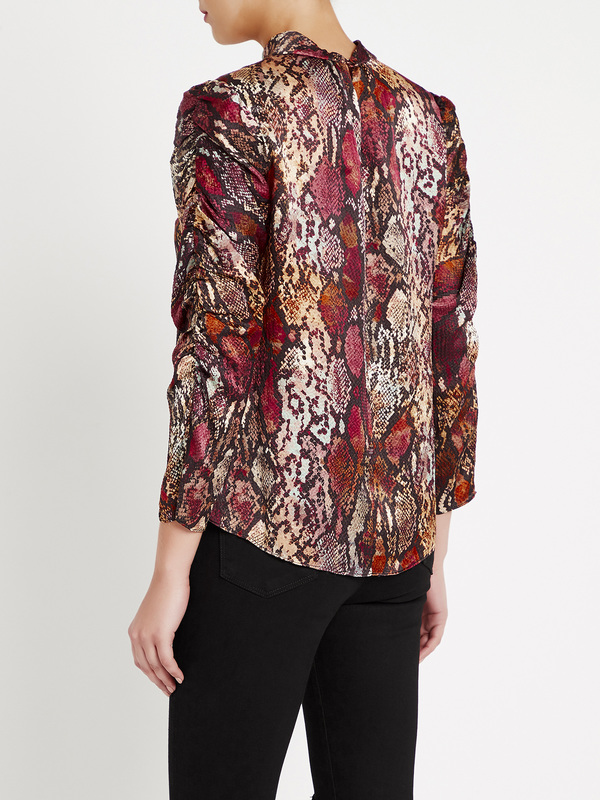 Rebecca Taylor Watercolor Snake Hammered Silk Top - red Rebecca Taylor Watercolor Snake Hammered Silk Top - red