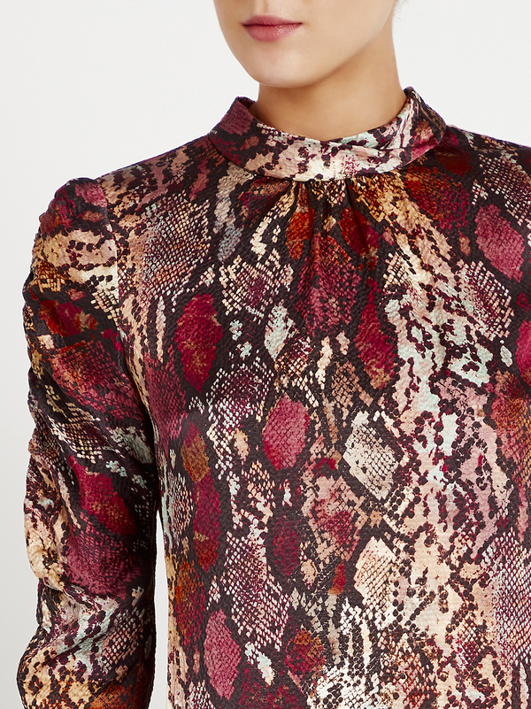 Rebecca Taylor Watercolor Snake Hammered Silk Top - red Rebecca Taylor Watercolor Snake Hammered Silk Top - red