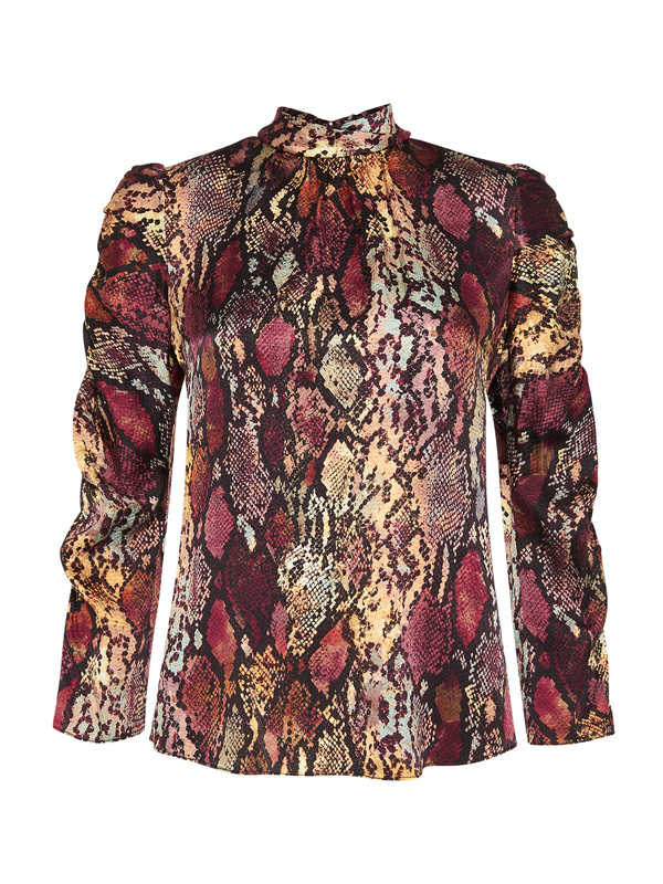 Rebecca Taylor Watercolor Snake Hammered Silk Top - red Rebecca Taylor Watercolor Snake Hammered Silk Top - red