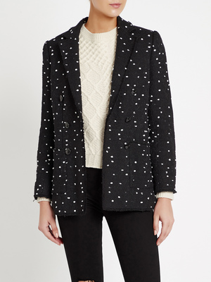Rebecca Taylor Boucle Dot Tweed Blazer 