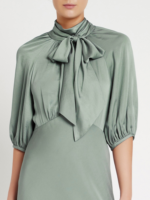 Rebecca Taylor Satin Tie Neck Dress - green Rebecca Taylor Satin Tie Neck Dress - green