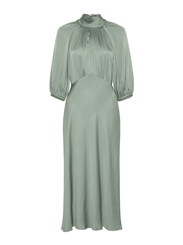 Rebecca Taylor Satin Tie Neck Dress - green Rebecca Taylor Satin Tie Neck Dress - green