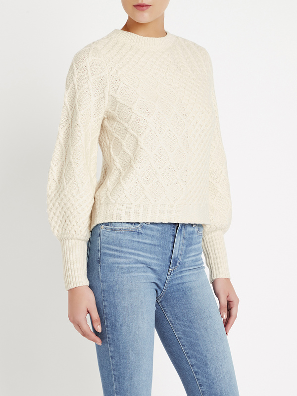 FRAME Denim Patchwork Cable Crew - Off White FRAME Denim Patchwork Cable Crew - Off White
