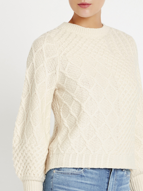 FRAME Denim Patchwork Cable Crew - Off White FRAME Denim Patchwork Cable Crew - Off White