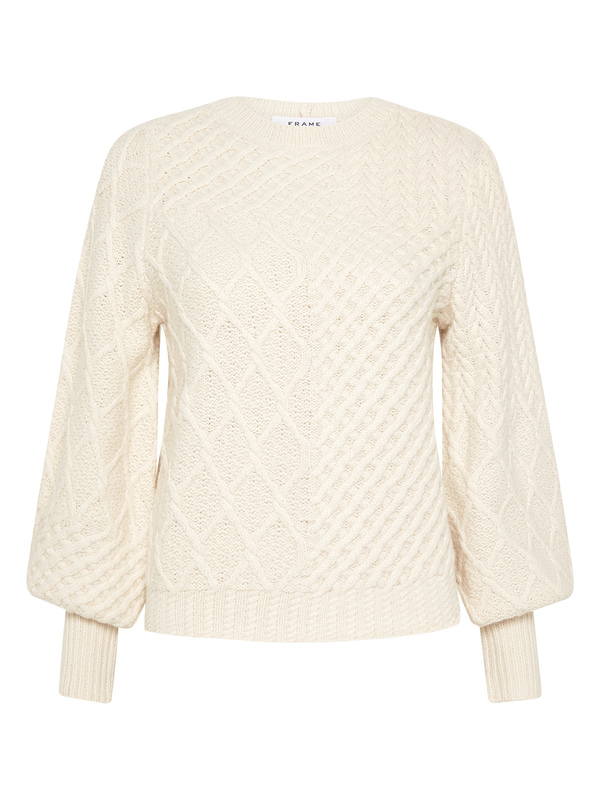 FRAME Denim Patchwork Cable Crew - Off White FRAME Denim Patchwork Cable Crew - Off White
