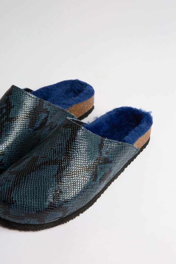 snakeskin clogs