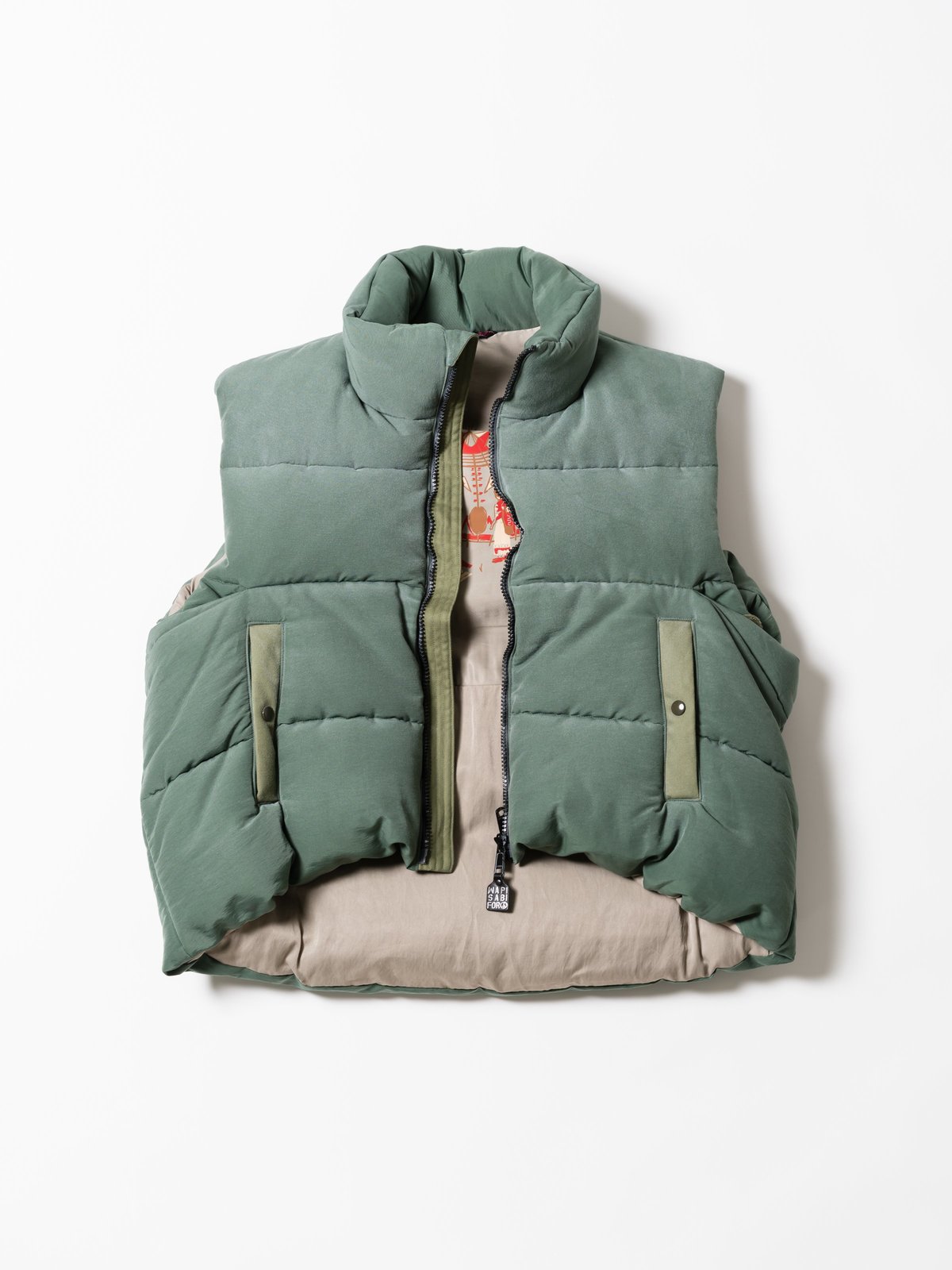 Kapital 60/40 Cloth Burger Keel Vest - Snow Finish Smoke Green