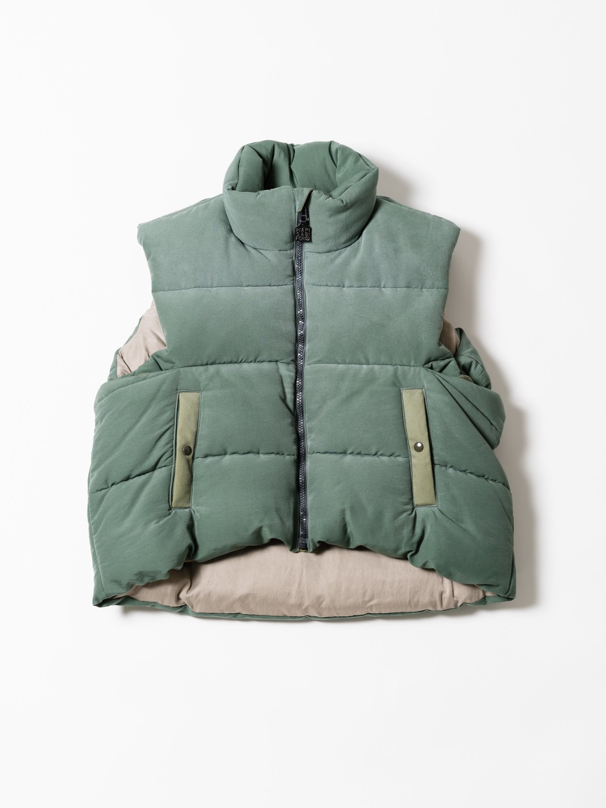 Kapital 60/40 Cloth Burger Keel Vest - Snow Finish Smoke Green