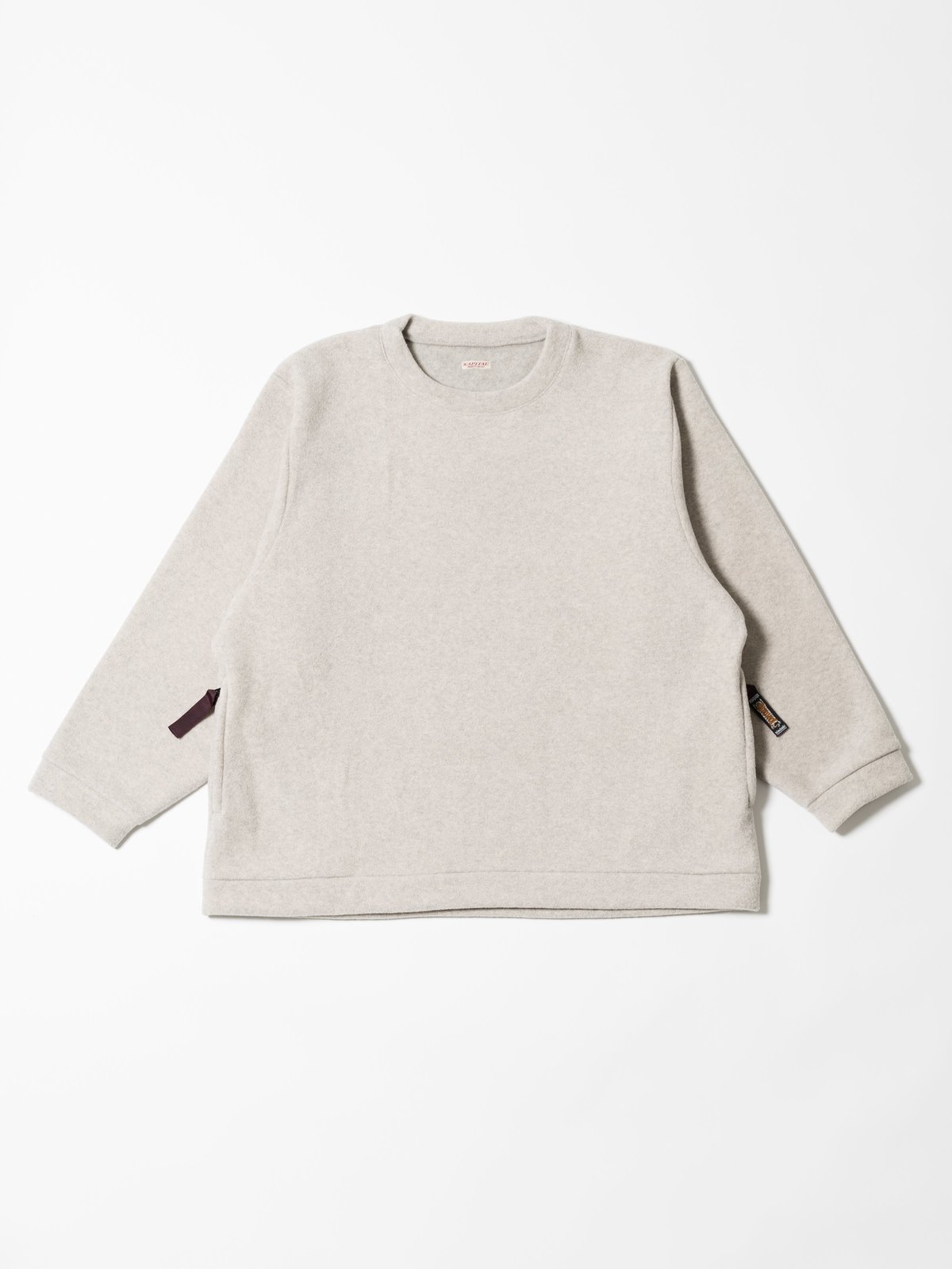 Kapital Reverse Fleece Big Crew Sweatshirt - Ecru | Garmentory