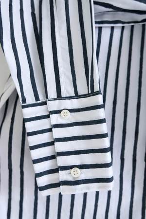 Karu Wraparound Shirt Dress - Midnight Stripe Karu Wraparound Shirt Dress - Midnight Stripe