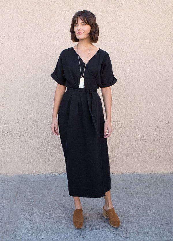 Lacausa Herringbone Meadow Dress - Tar Lacausa Herringbone Meadow Dress - Tar