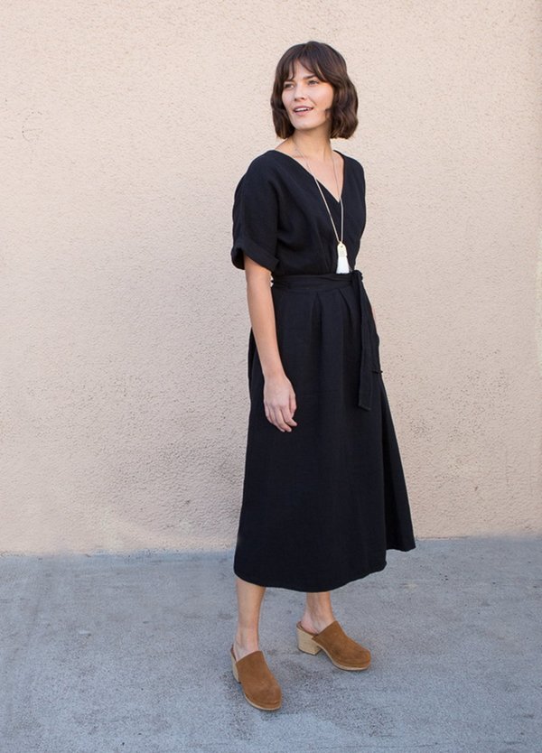 Lacausa Herringbone Meadow Dress - Tar Lacausa Herringbone Meadow Dress - Tar