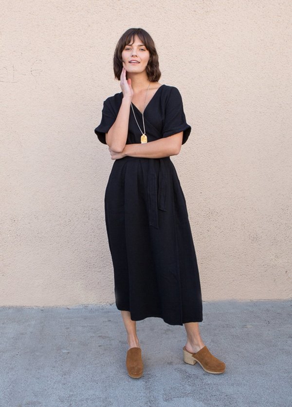 Lacausa Herringbone Meadow Dress - Tar Lacausa Herringbone Meadow Dress - Tar