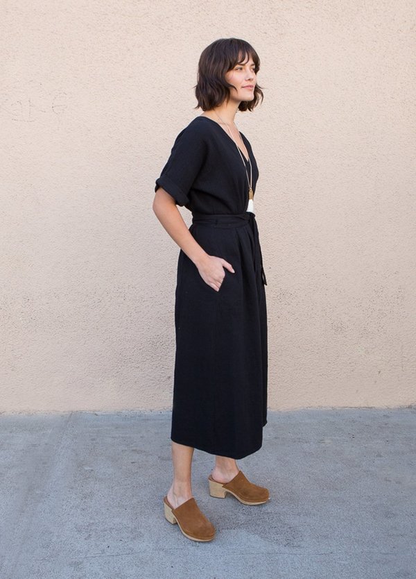 Lacausa Herringbone Meadow Dress - Tar Lacausa Herringbone Meadow Dress - Tar