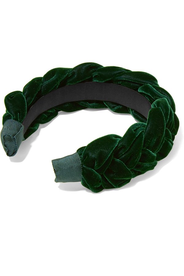 Jennifer Behr VELVET LORELEI HEADBAND - EMERALD | Garmentory display picture 3