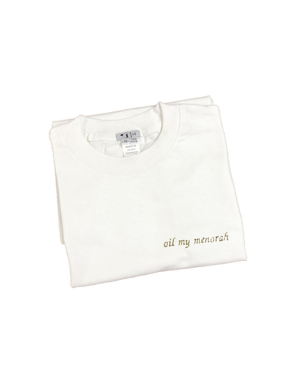 House of 950 Embroidery Tee Shirt - Oil My Menorah House of 950 Embroidery Tee Shirt - Oil My Menorah