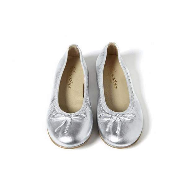 Kids Sonatina Pampered Foiled Leather Shoes - Silver Kids Sonatina Pampered Foiled Leather Shoes - Silver
