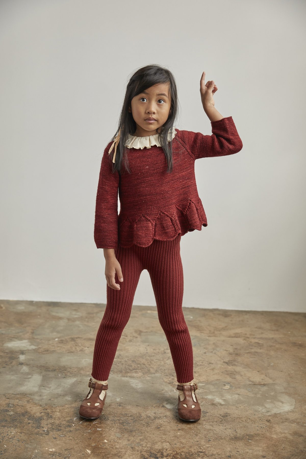 Kids Misha & Puff Peplum Sweater - Brick | Garmentory