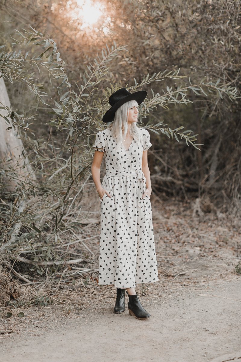 sachin and babi light blue dress Rylee + Cru Winter Flower Wrap Dress - Wheat