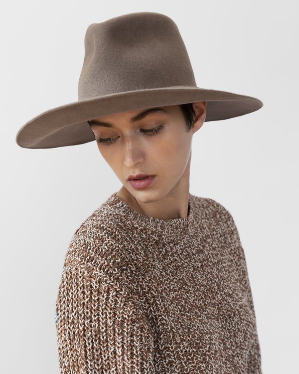 Clyde Wide Brim Pinch Hat - Mink Angora Clyde Wide Brim Pinch Hat - Mink Angora