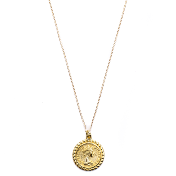 MOD + JO THE QUEEN COIN PENDANT NECKLACE Gold Garmentory