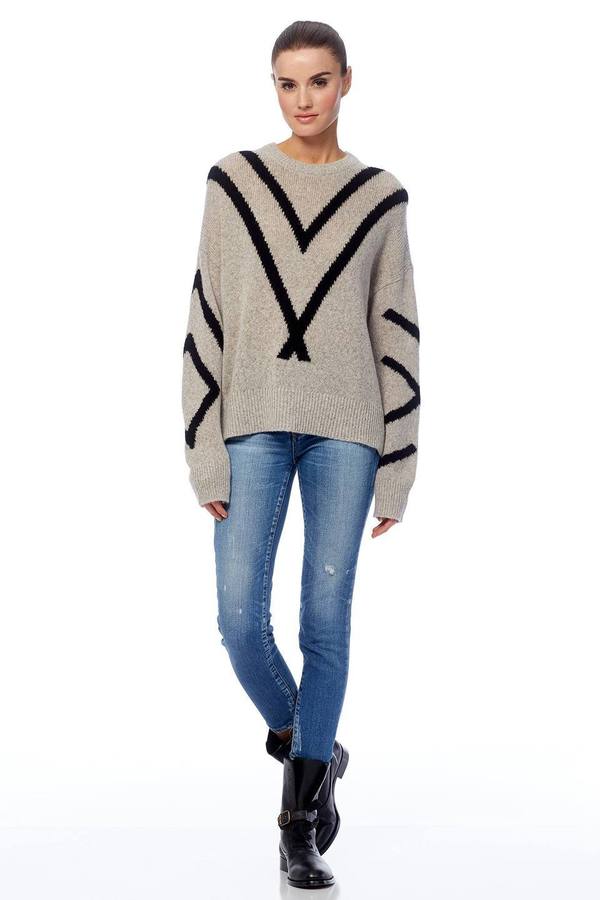 360 Cashmere Paulina Sweater - Hazel/Black