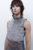 LUDOVIC DE SAINT SERNIN Lambskin Leather Shearling Tank Top - Grey - Thumbnail 1