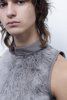 LUDOVIC DE SAINT SERNIN Lambskin Leather Shearling Tank Top - Grey - Thumbnail 8
