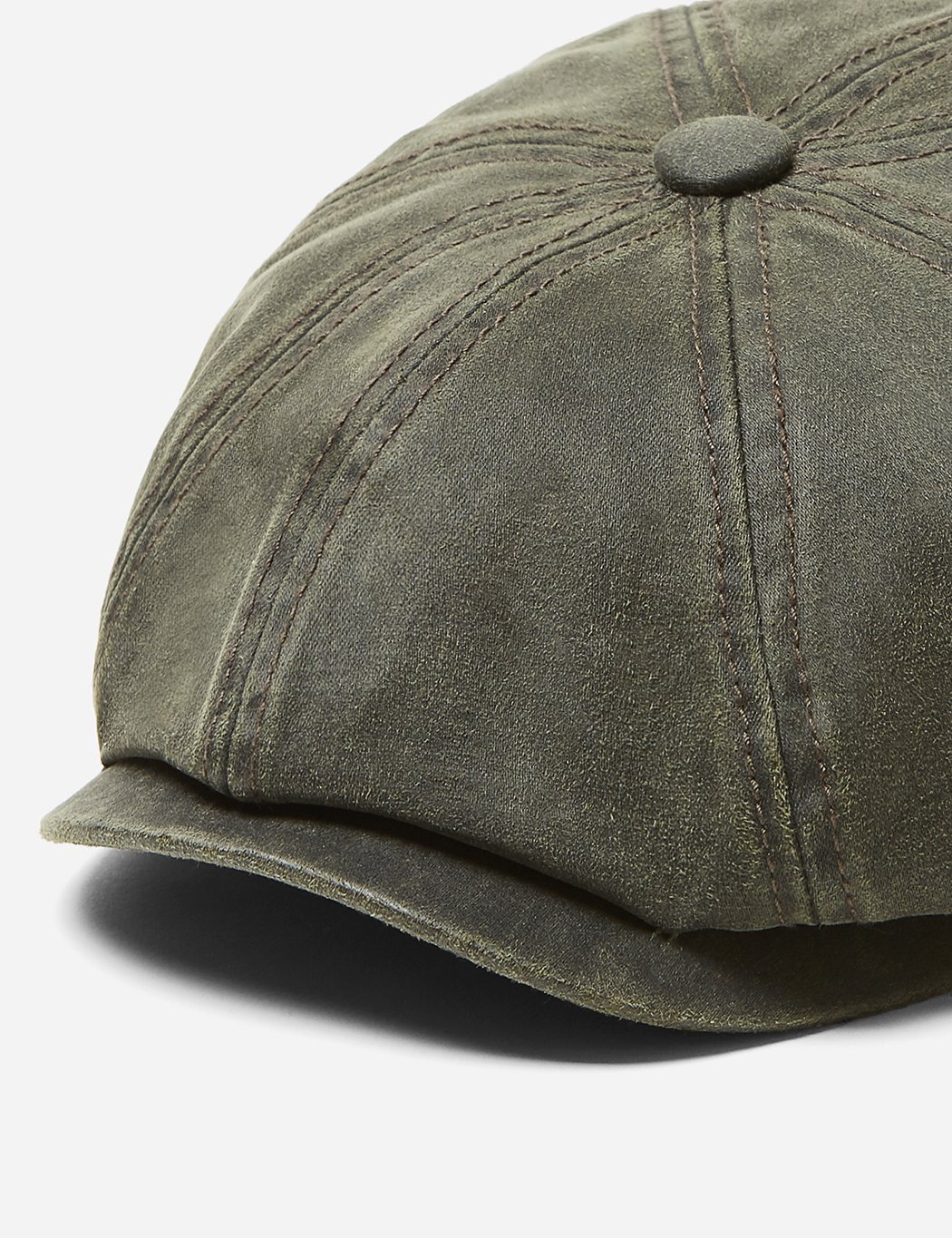 Stetson Hatteras Newsboy Cap (Waxed Cotton) Olive Green Garmentory