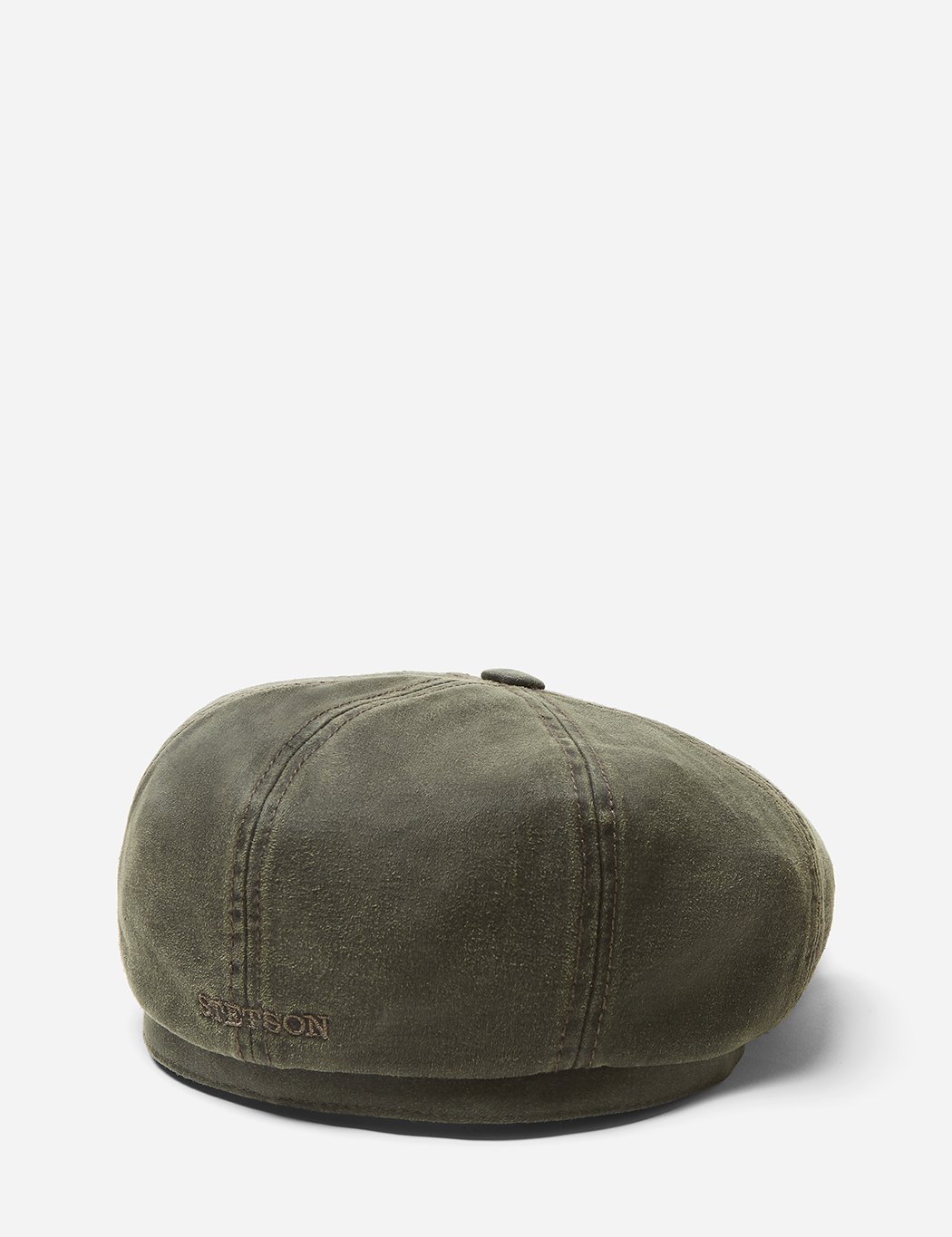 Stetson Hatteras Newsboy Cap (Waxed Cotton) Olive Green Garmentory