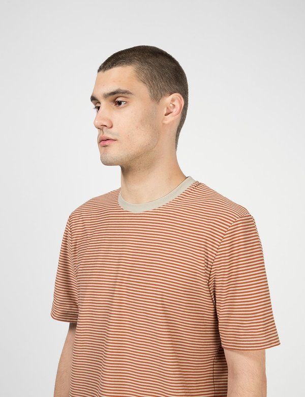 Folk Clothing Folk 1x1 Stripe Tee - Cinnamon Stone Folk Clothing Folk 1x1 Stripe Tee - Cinnamon Stone