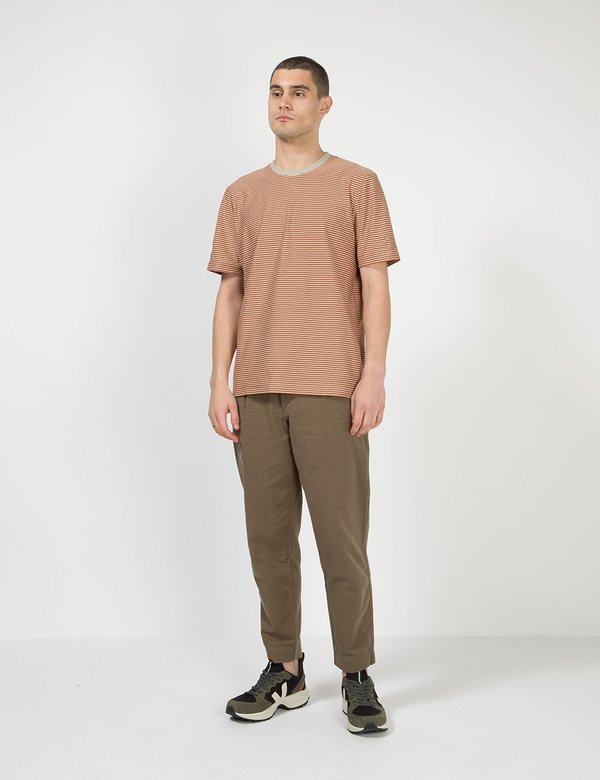 Folk Clothing Folk 1x1 Stripe Tee - Cinnamon Stone Folk Clothing Folk 1x1 Stripe Tee - Cinnamon Stone