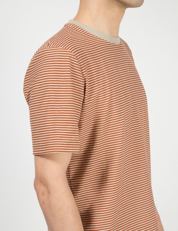 Folk Clothing Folk 1x1 Stripe Tee - Cinnamon Stone Folk Clothing Folk 1x1 Stripe Tee - Cinnamon Stone