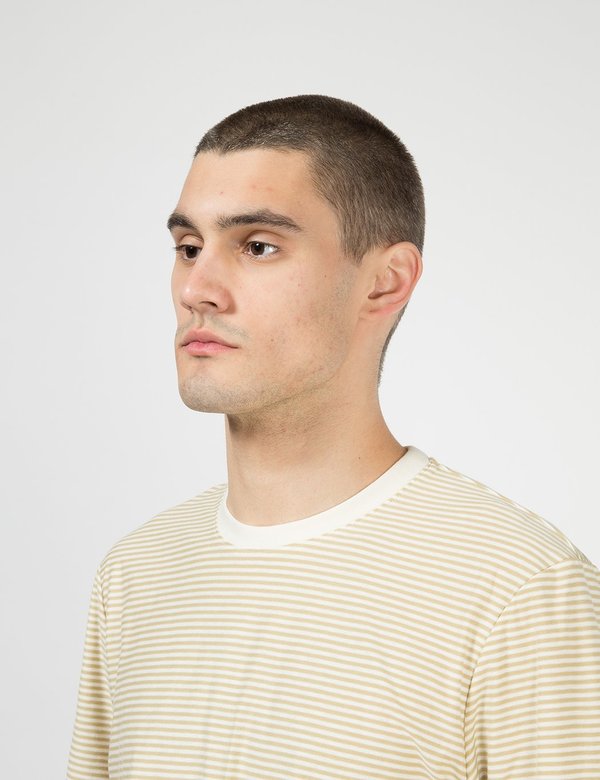 Folk Clothing Folk 1x1 Stripe Tee - Fawn Ecru Folk Clothing Folk 1x1 Stripe Tee - Fawn Ecru