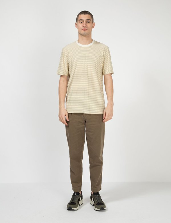 Folk Clothing Folk 1x1 Stripe Tee - Fawn Ecru Folk Clothing Folk 1x1 Stripe Tee - Fawn Ecru