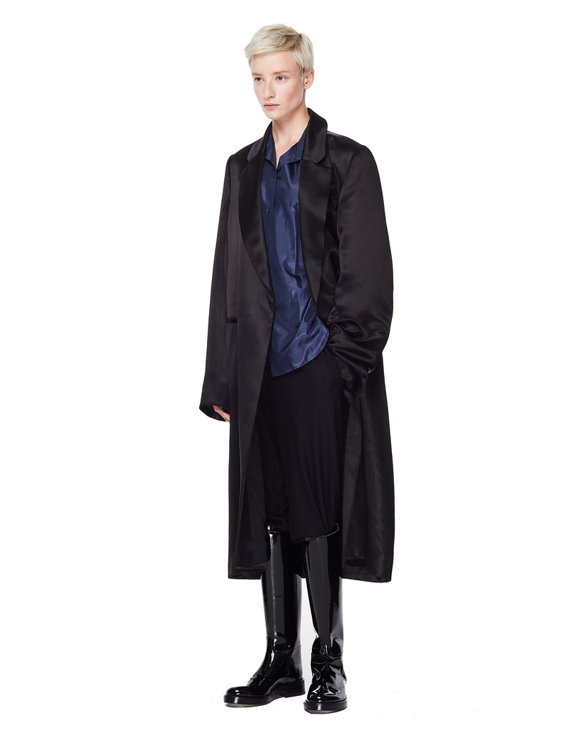 Ann Demeulemeester Black Satin Coat | Garmentory