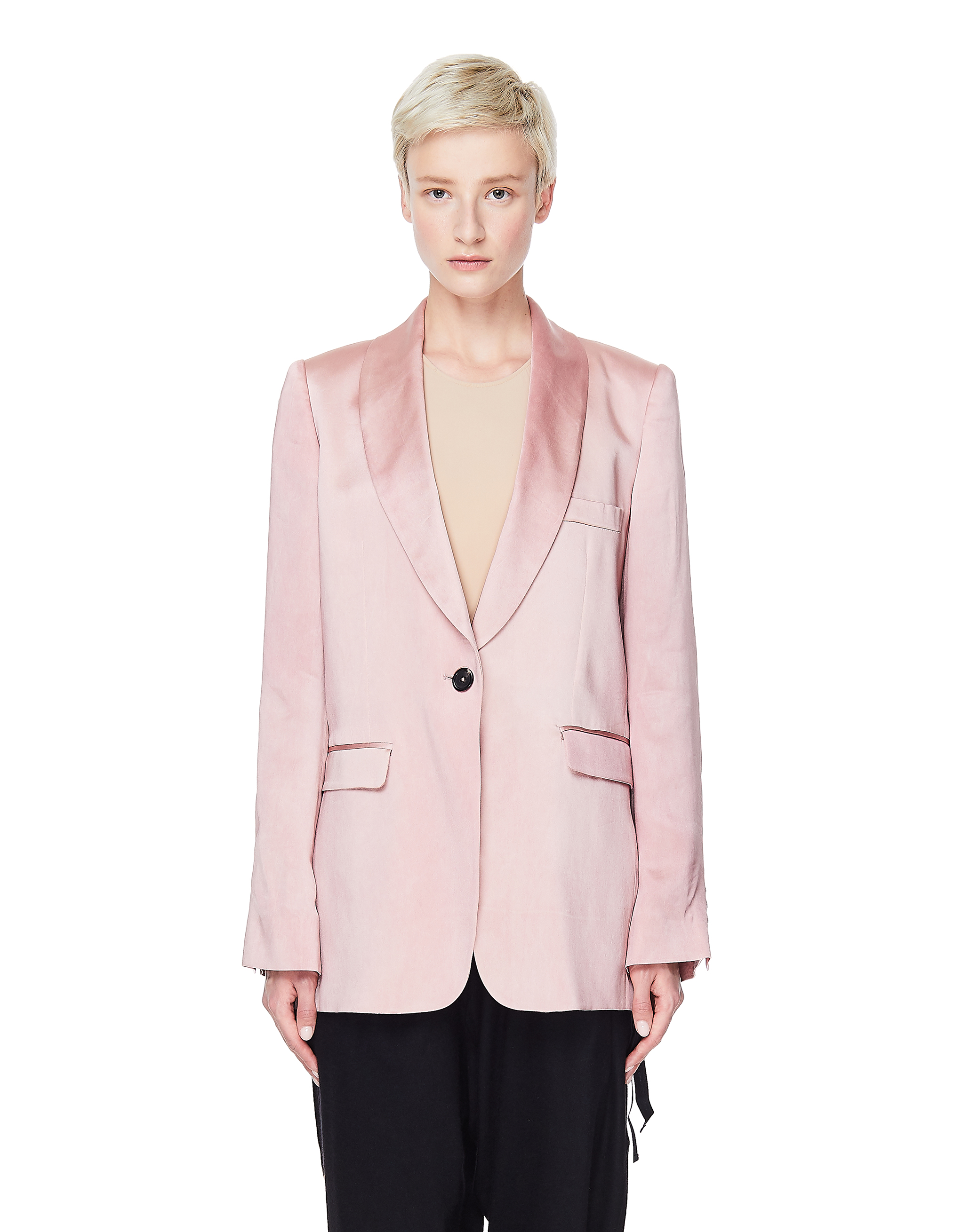 ANN DEMEULEMEESTER 2006SSピンクジャケット　 XS Ann-Demeulemeester-Satin-