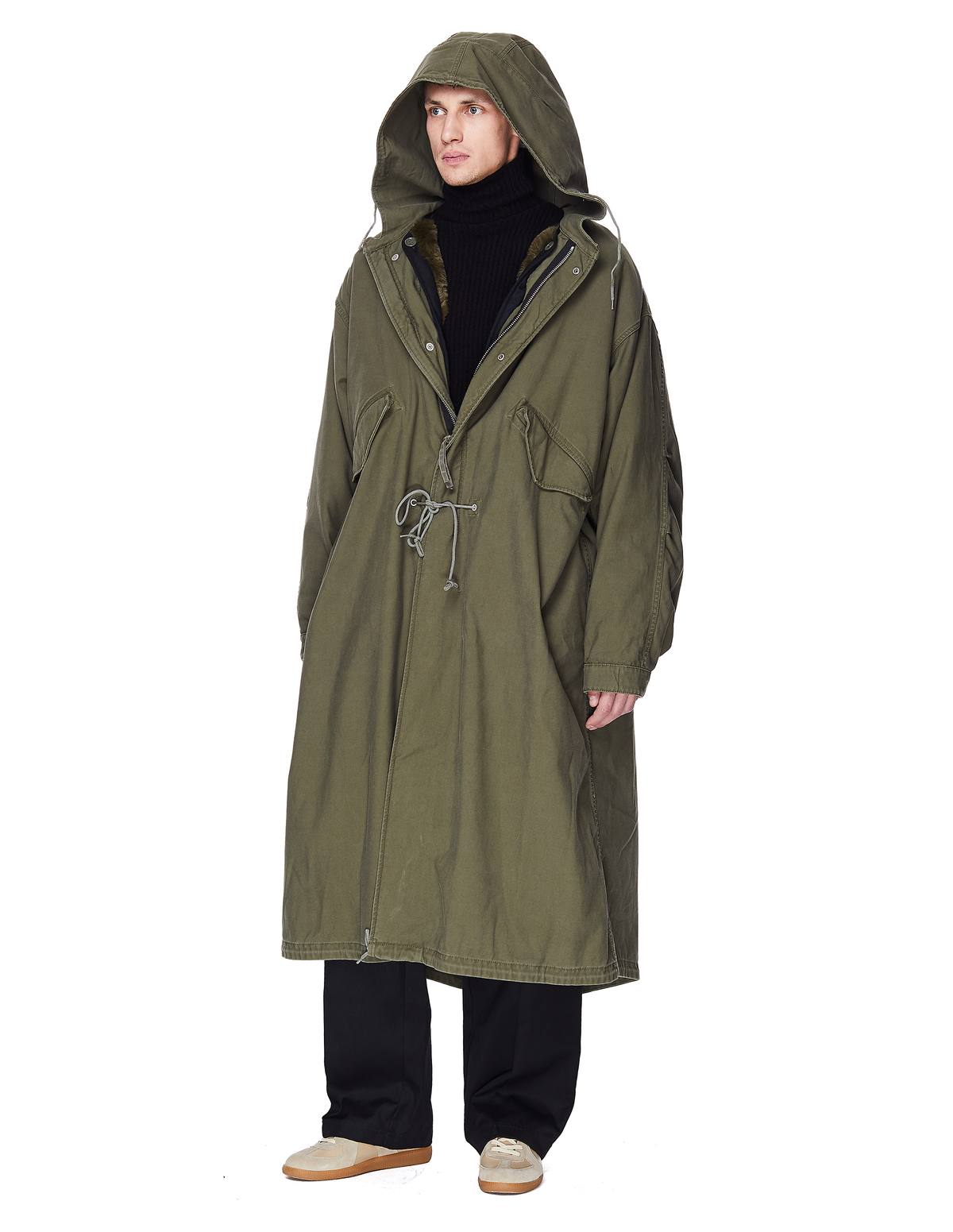 Raf Simons Cotton Long Parka - Khaki | Garmentory