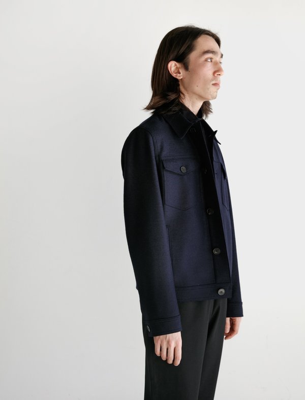 Harris Wharf London Western Jacket Pressed Wool - Navy Harris Wharf London Western Jacket Pressed Wool - Navy