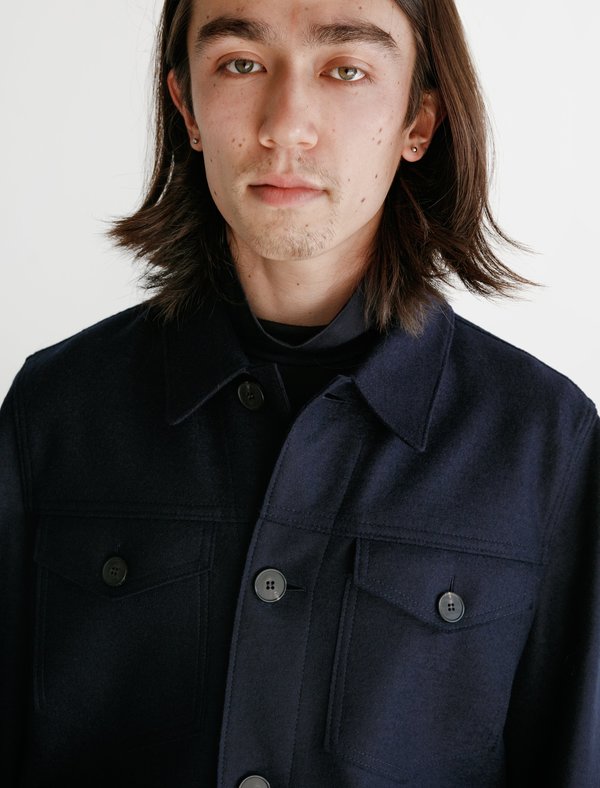 Harris Wharf London Western Jacket Pressed Wool - Navy Harris Wharf London Western Jacket Pressed Wool - Navy