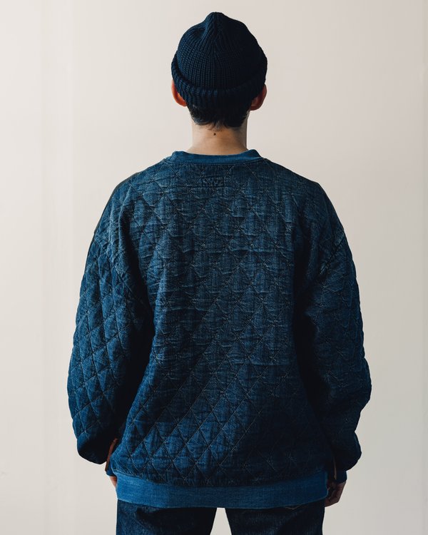 KAPITAL キャピタル　ニット　denim　トレーナー Kapital Fleece/Denim Quilted Big Sweatshirt - Black/Indigo
