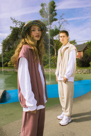 unisex Folk Fortune Oversized Eco fleece Vest - Cream unisex Folk Fortune Oversized Eco fleece Vest - Cream