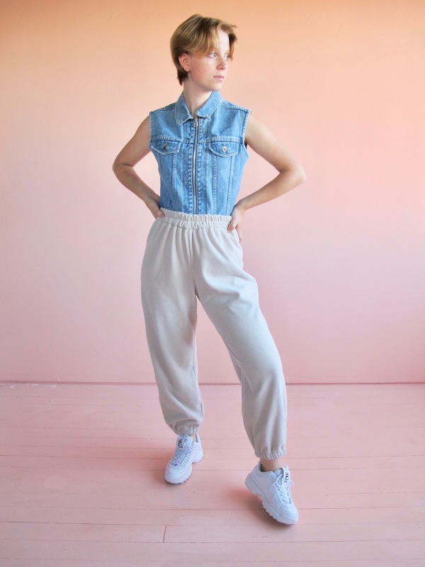 unisex Folk Fortune Eco fleece High Waisted Pants - Cream unisex Folk Fortune Eco fleece High Waisted Pants - Cream